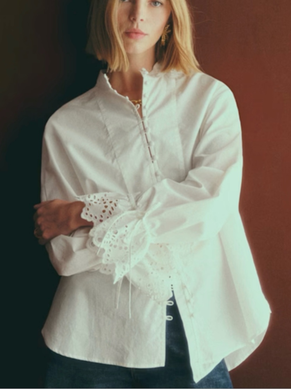 Sezane White Faria Blouse